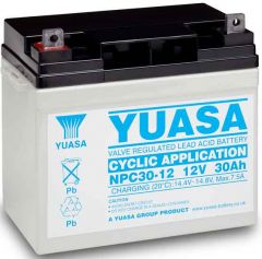 YUASA NPC30-12, 12V 30AH 20HR (AS 31AH, 32AH, 33AH, 35AH & 36AH) HIGH CAPACITY DEEP CYCLE VALVE REGULATED LEAD ACID (VRLA) BATTERY