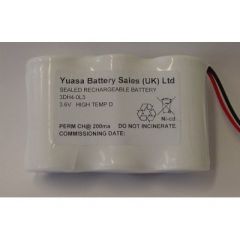 Yuasa 3.6v NiCd High Temp 3xD 4Ah, Emergency Lighting Stick W/Leads