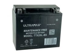 Ultramax TTX20L-BS (Replaces Yuasa YTX20L-BS), 12v 18Ah Motorcycle Batteries. L(mm) W(mm) H(mm) 175 87 155