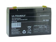 ULTRAMAX NP10-6, 6V 10AH 20HR (AS 12AH) SEALED LEAD ACID RECHARGEABLE BATTERY